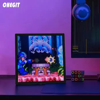 Светодиодная пиксельная матрица Bluetooth Smart Display 64x64 RGB цифровая ламповая панель DIY Art Display Игровая рамка для декора комнаты в стиле аниме с приложением для управления