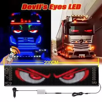 Светодиодная пиксельная панель GRB Matrix Devil s Eye Truck Sign Remote Control прокручиваемая анимация для лобового стекла автомобиля и грузовика Светодиодный дисплей хань синий