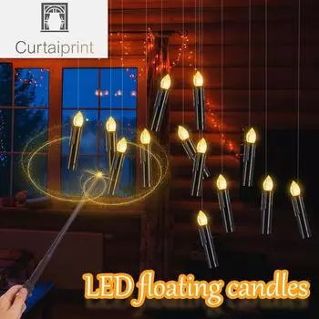 Светодиодная плавающая свеча для украшения дома, мерцающее пламя, пульт дистанционного управления, на батарейках, Хэллоуин, Рождество, черная свеча