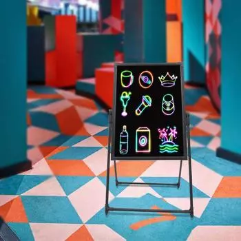 Светодиодная подставка для доски для письма, мигающая подсветка, подставка для меню, А-образная подставка чёрный