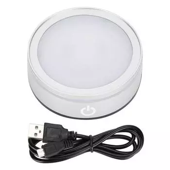 Светодиодная подставка с чувствительным сенсорным выключателем, круглая цветная подставка для 3D-гравированной лазером хрустальной стеклянной художественной фоторамки белый