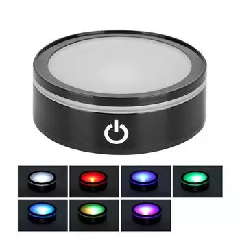 Светодиодная подставка с чувствительным сенсорным выключателем, круглая цветная подставка для 3D-гравированной лазером хрустальной стеклянной художественной фоторамки белый