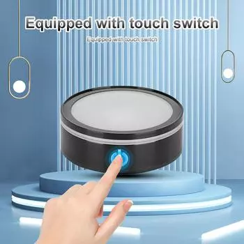 Светодиодная подсветка Цветная круглая выставочная стойка, основание для дисплея, подставка для 3D-кристаллического стекла, художественная подставка для дисплея чёрный