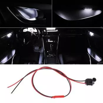 Светодиодная подсветка для ручки двери автомобиля, черная оболочка, прозрачный световой направляющий столб, 12 В, сигнальный индикатор, лампа окружающего освещения белый