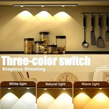 Светодиодная подсветка для шкафа с датчиком движения, ультратонкая перезаряжаемая и интеллектуальная сенсорная полоса для кухни, спальни, гардероба, лестницы 1w&L синий