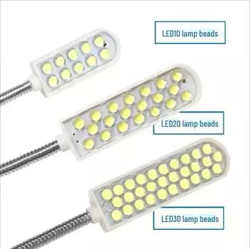 Светодиодная подсветка для швейной машины с 30 бусинами, прочное магнитное основание, 20-бусинчатая плоская подсветка для автомобиля, профессиональный рабочий свет LED car lights, 10 lamp beads покинуть белый