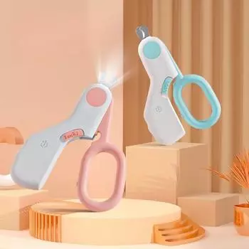 Светодиодная подсветка для стрижки ногтей для кошек и собак, кусачки для когтей домашних животных с предохранительным замком, набор инструментов для ухода за щенками и котятами 1pcs розовый