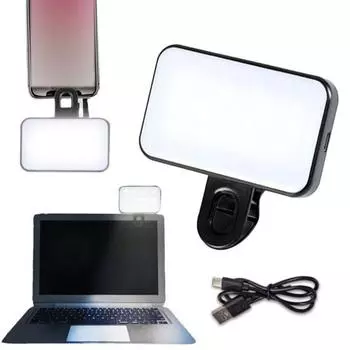 Светодиодная подсветка для телефона с зажимом для селфи, 3 цветовых температуры, высокая цветопередача, суперяркая, перезаряжаемая, миниатюрная подсветка