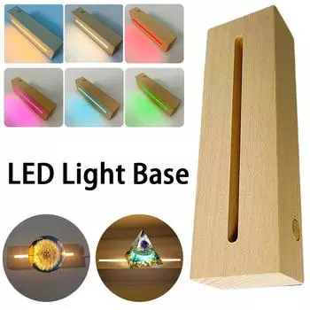Светодиодная подсветка из дерева, прямоугольная USB-подставка для ночного светильника, прикроватная тумбочка для спальни, подставка для художественного оформления, домашний декор