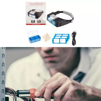 Светодиодная подсветка налобная лупа с креплением на голову, перезаряжаемая для ремонта электронных часов