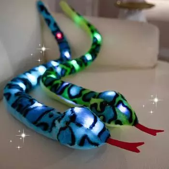 Светодиодная подсветка, плюшевая игрушка в виде змеи, красочная светящаяся набивная искусственная змея, плюшевое украшение, кукла в виде животного для детей и взрослых синий
