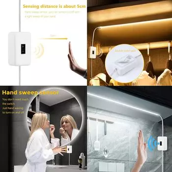 Светодиодная подсветка постоянного тока 5 В, лампа с питанием от USB, светодиодная лента с ручным размахиванием, датчик включения и выключения, ТВ, кухня, подсветка 0.5m