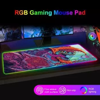 Светодиодная подсветка RGB Карта Снежный лев Световой узор Настольный игровой коврик для мыши Подушка 40cm x 90cm 6