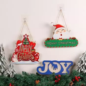 Светодиодная подсветка Рождественская дверная вывеска Рождественская радость Дверная вешалка Санта-Клаус Рождественские подвески Рождественская елка Подвесная вывеска для входной двери