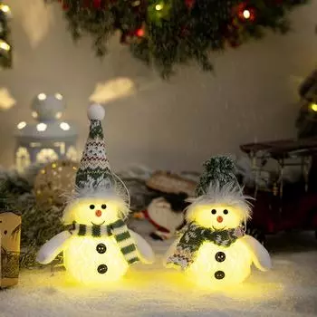 Светодиодная подсветка Рождественская кукла-снеговик Украшения Светящаяся кукла Рождественский снеговик Украшения с подсветкой Ночь для спальни One Size