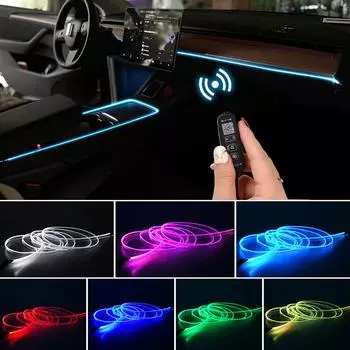 Светодиодная подсветка салона автомобиля RGB-лампочки для атмосферных светильников Декоративная лампа с приложением Беспроводной пульт дистанционного управления 3 м/5 м
