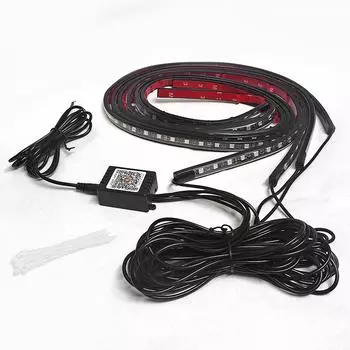 Светодиодная подсветка шасси автомобиля, красочная атмосферная подсветка APP, подсветка днища автомобиля, атмосферная подсветка RGB, модификация внешнего декора автомобиля 90CM*60CM