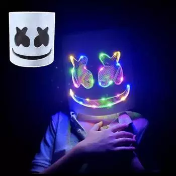 Светодиодная подушка для лица DJ Music Festival, подушка для лица на всю голову с подсветкой разноцветный