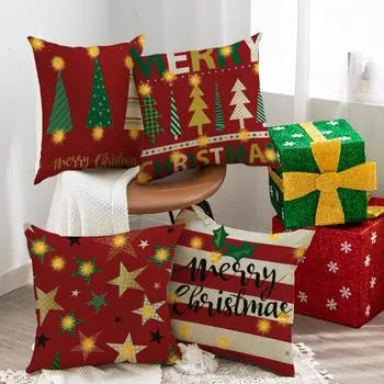 Светодиодная подушка Рождественское украшение Подушка для дивана Домашняя прикроватная подушка Мультяшная наволочка One Size