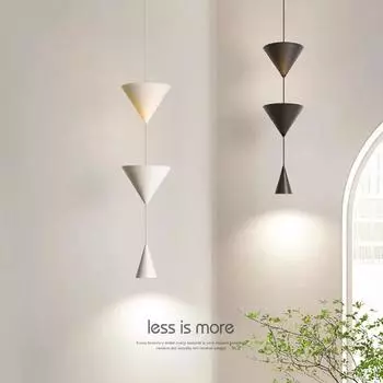 Светодиодная подвесная лампа прикроватная люстра конусная длинная современная спальня конические креативные подвесные прожекторы белый черный для домашней комнаты 3000K белый