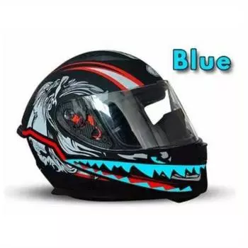 Светодиодная полоса для мотоциклетного шлема в стиле акулы, ночной сигнал, светящаяся модифицированная наклейка синий