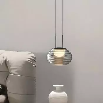 Светодиодная полосатая стеклянная люстра, украшение для дома, декор для спальни, гостиной, подвесной светильник, скандинавский современный минималистичный круглый подвесной светильник D20cm&Warm White