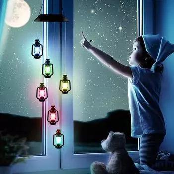 Светодиодная праздничная гирлянда из винтажной керосиновой бутылки с подвесным светильником на солнечной батарее для наружного использования, оконного освещения сада