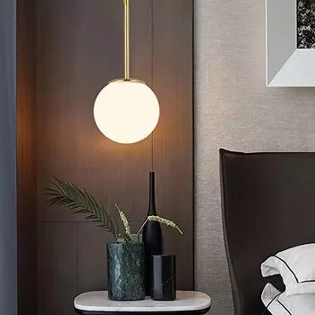 Светодиодная прикроватная люстра с северной головкой, одиночный стеклянный глобус, потолочный светильник, люстра для дома, столовой, декоративное внутреннее освещение, диаметр 15 см (Лампа в комплект не входит)