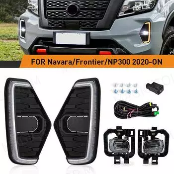 Светодиодная противотуманная фара DRL дневного света для Nissan Navara NP300 Frontier 2020 2025 2025 Вождение Белый Желтый указатель поворота лампа 12 В