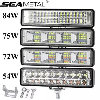 Светодиодная рабочая фара, противотуманная фара, дальний свет, лампа для бездорожья, автомобильная фара для грузовика, тягача, лодочного прицепа, 4x4, светодиодная 1PC 75W (24Lamp)