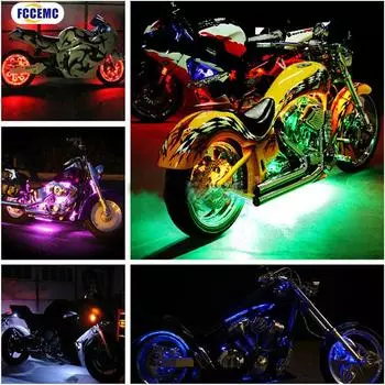 Светодиодная RGB автомобильная мотоциклетная декоративная лампа подсветки 5050 SMD гибкая водонепроницаемая APP Sound Control Moto Atmosphere Light