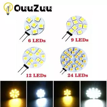 Светодиодная розетка G4 5050 SMD Светодиодная лампа постоянного тока 12 В Замените галогенную двухконтактную лампу Светодиодная лампа 1,2 Вт 1,8 Вт 2,4 Вт 4,8 Вт Теплый белый/холодный белый светодиод DC 12V 6Leds белый