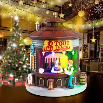 Светодиодная рождественская деревня, коллекция аксессуаров, прочный освещенный дом, освещенные рождественские ярмарочные сцены для украшения дома