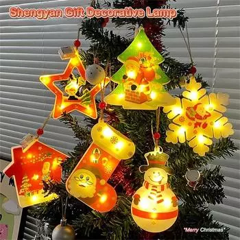 Светодиодная рождественская елка, оконная лампа, подвесное украшение, Санта-Клаус, украшения, огни, звезда, снеговик, огни, декор для елки