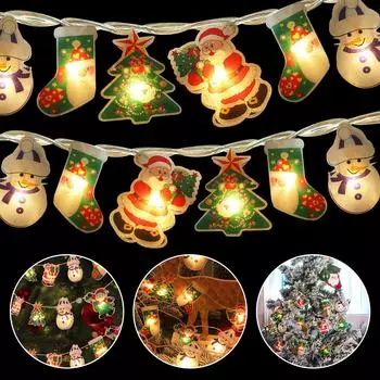 Светодиодная рождественская елка, снеговик, снежинка, светодиодные гирлянды, украшение для окна, лампа для дома 1Pack A-1.2M/10LEDS разноцветный