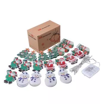 Светодиодная рождественская елка, снеговик, снежинка, светодиодные гирлянды, украшение для окна, лампа для дома 1Pack A-1.2M/10LEDS разноцветный