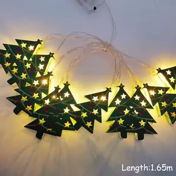 Светодиодная рождественская гирлянда со снеговиком и стариком в виде мультфильма, декоративные огни