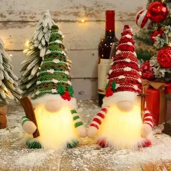 Светодиодная рождественская кукла-гном Yousheng, плюшевая фигурка гнома, ночник, кукла-гном, настольное украшение с конусообразной шляпой для дома, рождественских и новогодних подарков для детей красный
