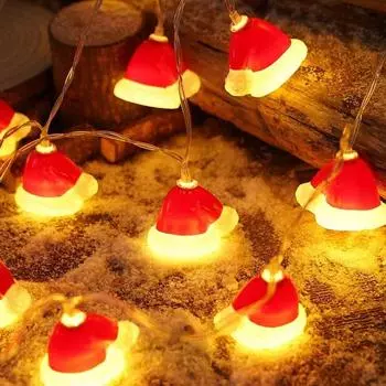 Светодиодная рождественская шапка Разноцветные огни Колокольчики Украшение рождественской елки Гирлянды Праздничная атмосфера Украшения Гирлянды