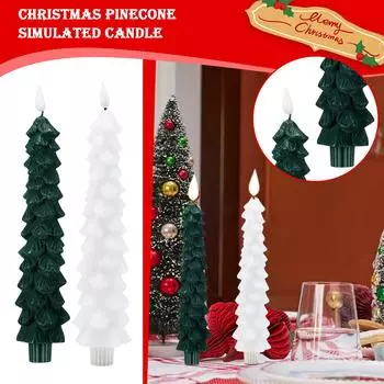 Светодиодная рождественская свеча-имитация шишки, парафиновая рождественская декоративная атмосфера, стильный светильник S зелёный