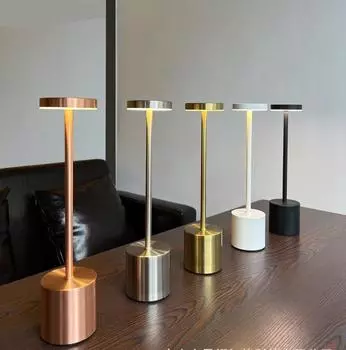 Светодиодная сенсорная металлическая настольная лампа, лампа для письма, прикроватная лампа, простая креативная лампа для освещения, наружное украшение, ночное освещение, дропшиппинг чёрный