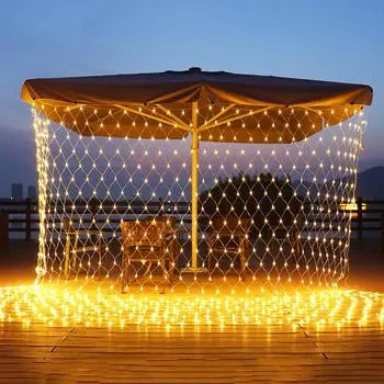 Светодиодная сетка Thrisdar 2*2 м 3*2 м 6*4 м Рождественская гирлянда из сетки для деревьев, кустов, заборов, стен, декор для вечеринки 1.5X1.5M 96LEDS&220V EU AU UK Plug белый