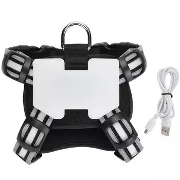 Светодиодная шлейка для собак, нагрудный ремень с USB-зарядкой и регулируемой светоотражающей полосой для ночных прогулок XL