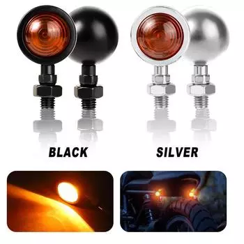 Светодиодная сигнальная лампа для мотоцикла 12 В, черный, серебристый, стоп-сигнал, мото-световые индикаторы, пуля, хром, янтарный, передняя мото-лампа, задний фонарь