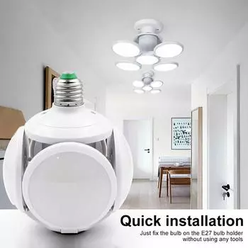 Светодиодная складная лампа E27, футбольная лампа, 360 градусов, AC110-265V, светодиодный прожектор, холодный/теплый белый цвет для украшения дома белый