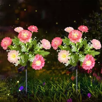 Светодиодная солнечная лампа 7 головок на солнечной батарее Снежный цветок лотоса Водонепроницаемый Газон Патио Дорожка Сад Открытый Вилла Двор Декоративный фиолетовый