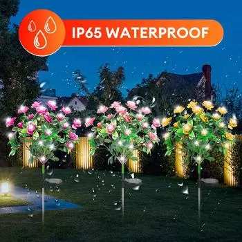 Светодиодная солнечная лампа Azalea Flowers Garden Lamp Home Decorative Light Landscape Orchid Rose Lamp Yard Lawn Path Holiday Wedding Lights розовый