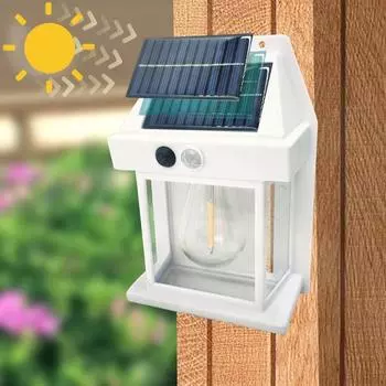 Светодиодная солнечная лампа с длительным режимом ожидания, датчик света, IP65, водонепроницаемый, защищенный от дождя, открытый сад, декоративный ночник, газон, Soalr, зарядка, индукционный настенный светильник белый