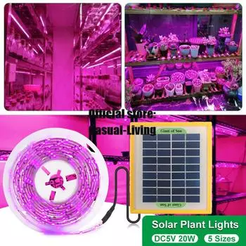 Светодиодная солнечная панель для выращивания растений, полный спектр 20 Вт, 5 В, лампа для выращивания растений, 2835 светодиодные фитолампы для растений, теплица, гидропонное выращивание 0.5m