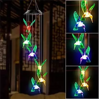 Светодиодная солнечная подвесная лампа Windchime Buttfly, меняющая цвет, водонепроницаемая, для улицы, для украшения патио, двора